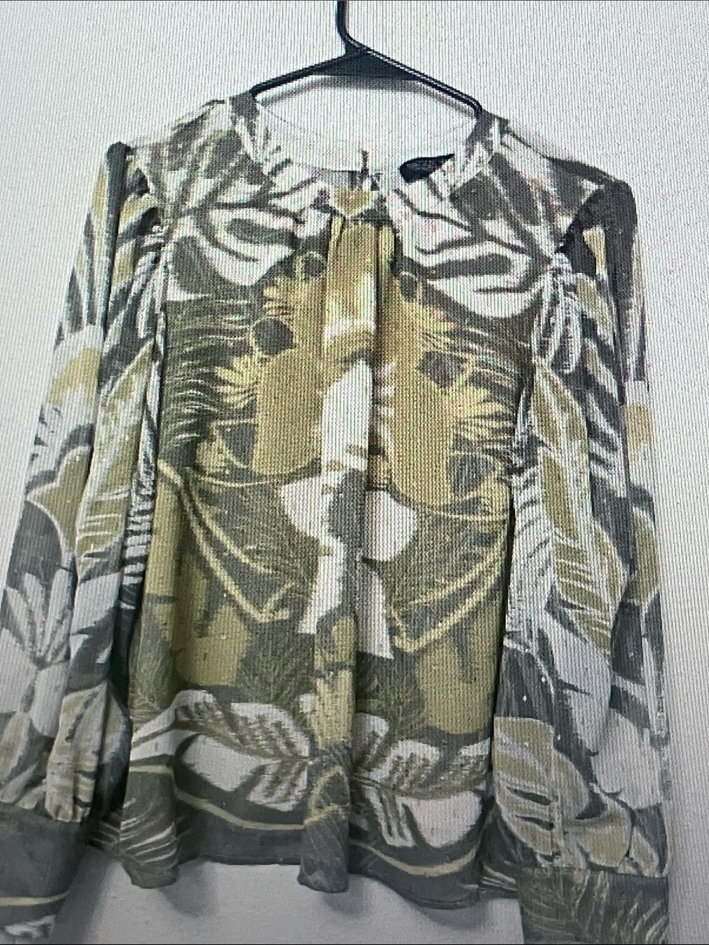Rachel Zoe Olive and Cream Floral Knit Pullover Top